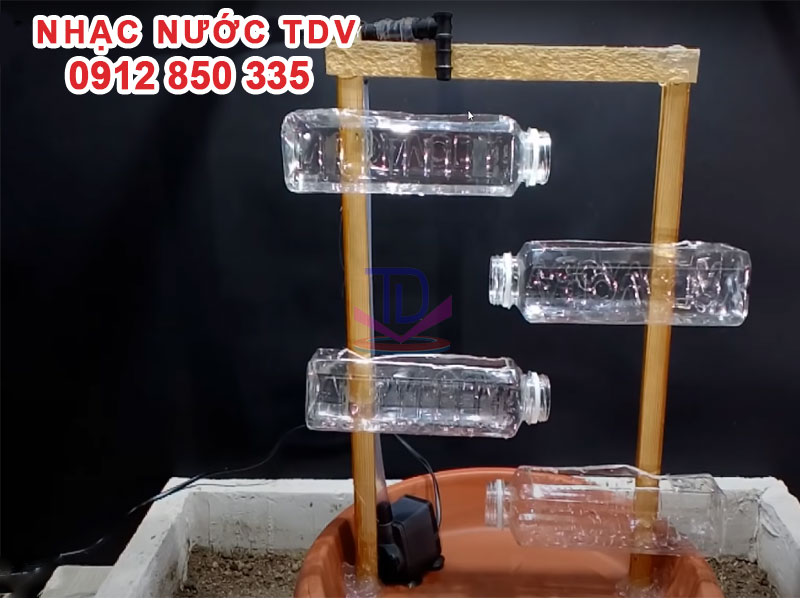 Cách làm đài phun nước mini bằng chai nhựa - ống nhựa - tre - lu - bình gốm 1