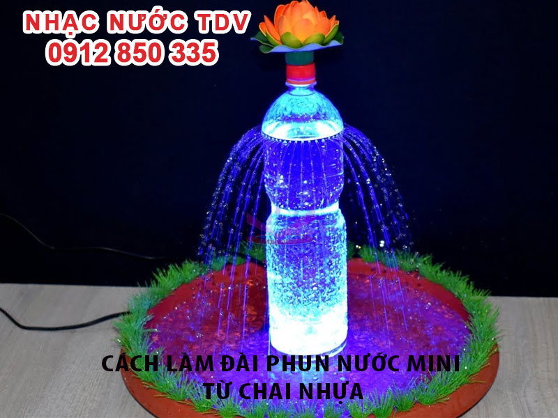 Cách làm đài phun nước mini bằng chai nhựa - ống nhựa - tre - lu - bình gốm 11