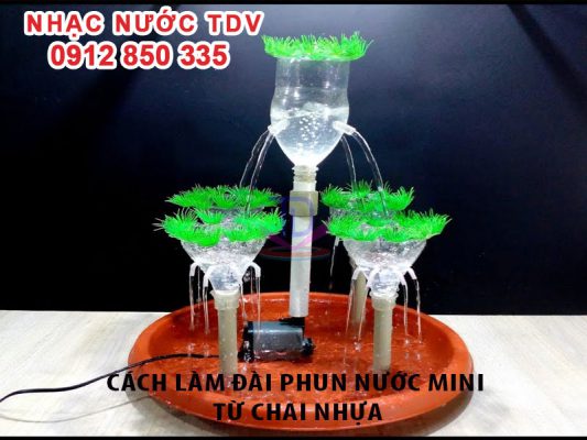 Cách làm đài phun nước mini bằng chai nhựa - ống nhựa - tre - lu - bình gốm 13