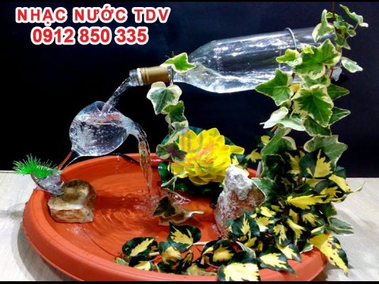 Cách làm đài phun nước mini bằng chai nhựa - ống nhựa - tre - lu - bình gốm 7