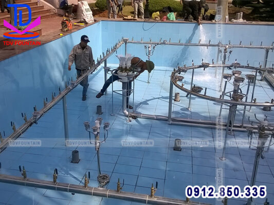 Làm đài phun nước khuôn viên trụ sở công an tỉnh Quảng  Ninh