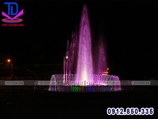 Test hoạt động đài phun nước hình tròn