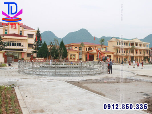 Thi công đài phun nước hình tròn quảng trường