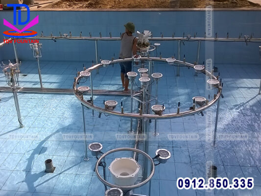 Thi công đài phun nước khuôn viên trụ sở công an tỉnh Quảng Ninh