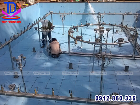Thi công lắp đặt thiết bị đài phun nước