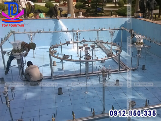 Giàn phun đài phun nước khuôn viên trụ sở công an tỉnh Quảng Ninh