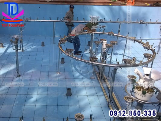 Lắp đặt đài phun nước khuôn viên trụ sở công an tỉnh Quảng Ninh