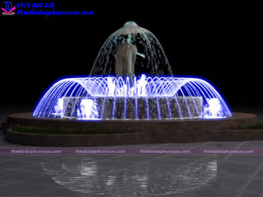 Đài phun kết hợp tượng nghệ thuật.