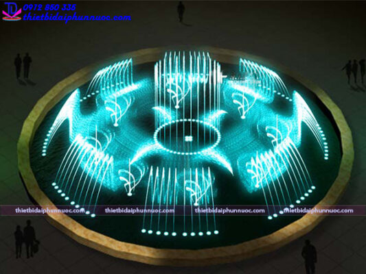 Đài phun bùng binh dạng vòng tròn đa tầng.