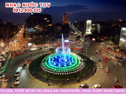 Đài phun nước bùng binh là hệ thống phun nước được bố trí giữa vòng xoay giao thông.
