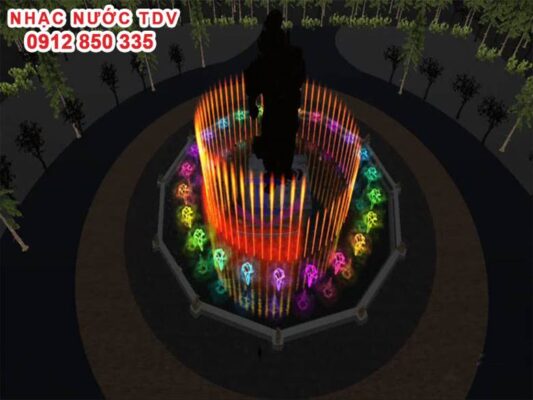 Mô hình nhạc nước nghệ thuật tạo nên điểm nhấn nổi bật trong không gian