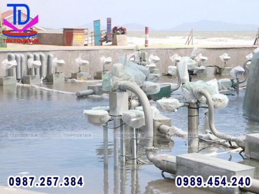 Một số hình ảnh thi công dự án Đài phun nước tượng Cá Ông 