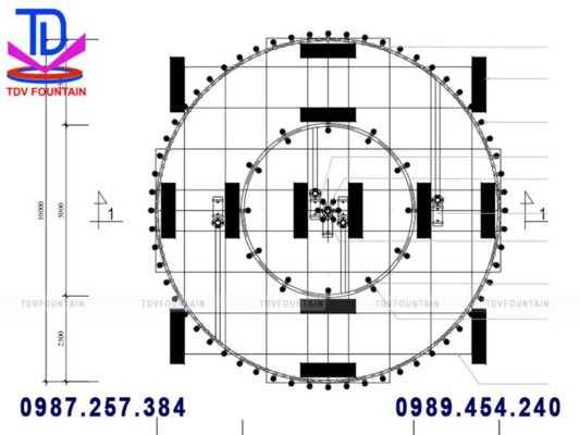 Đài phun nước phao nổi hồ Trúc Giang được thiết kế dạng hình tròn